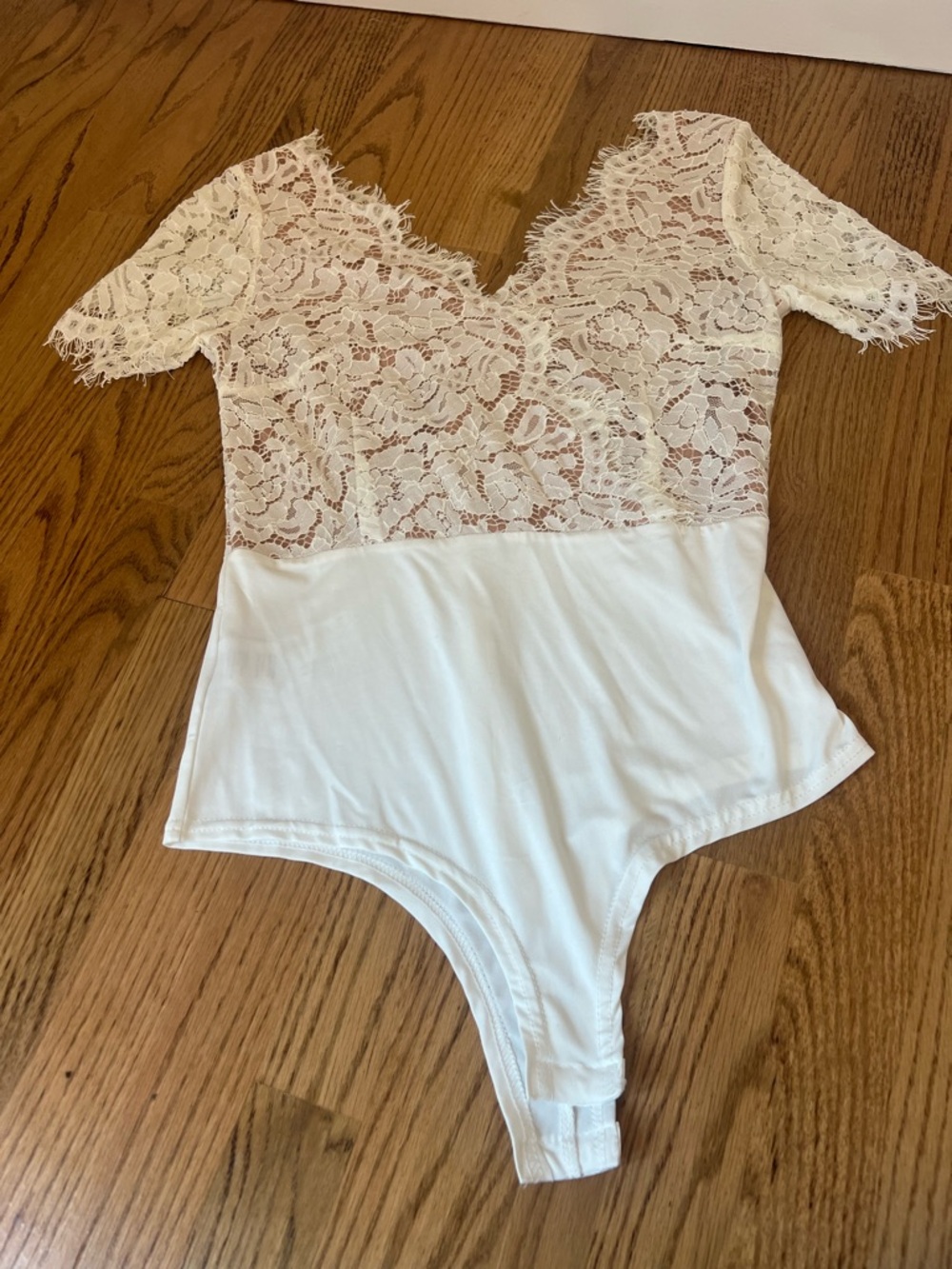 Lace-Detail White Bodysuit